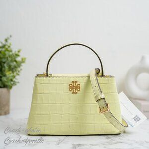 NWT Tory Burch Britten Embossed Mini Satchel Crossbody in Pastel Yellow
